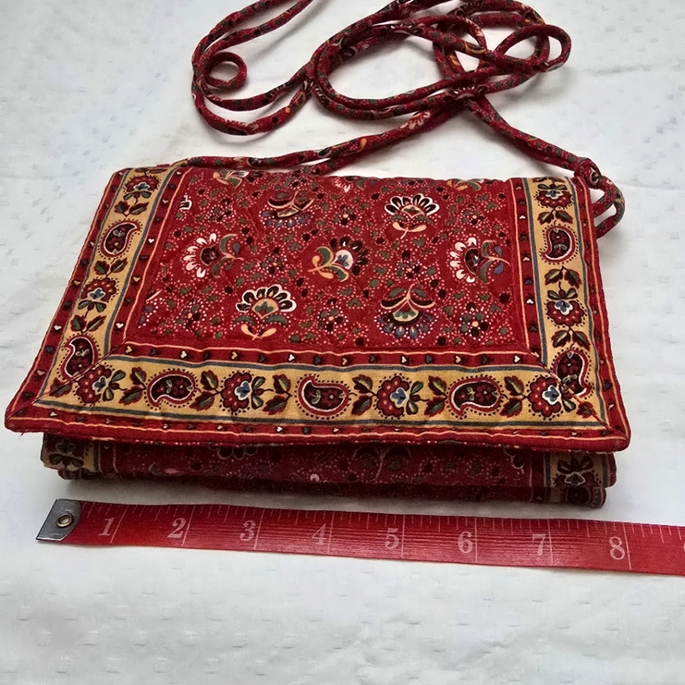 Vintage Vera Bradley Red Quilted Pattern Crossbody Purse Shoulder Bag - Picture 7 of 12